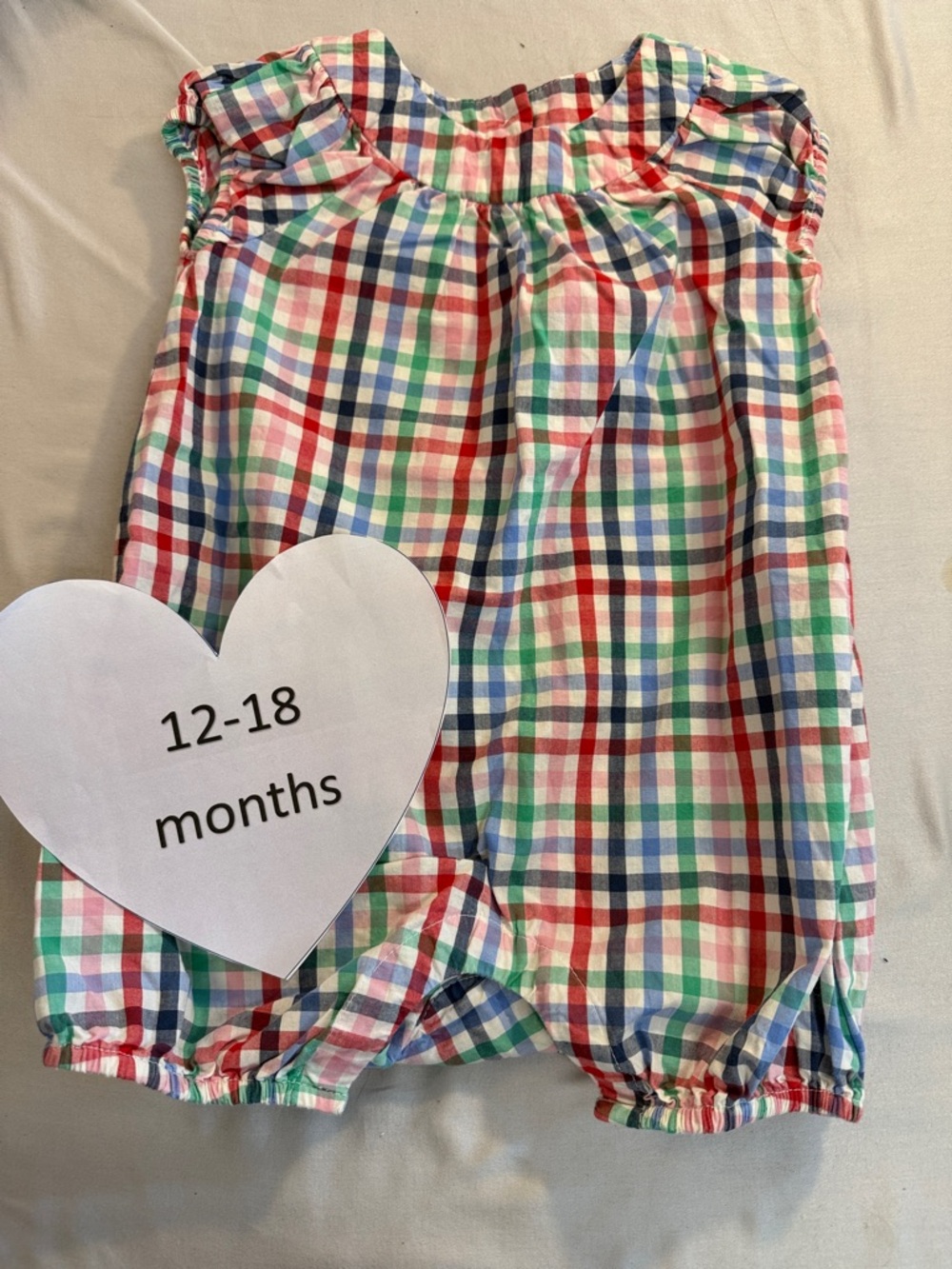 GAP LIKE NEW Multicolor Plaid Baby Romper